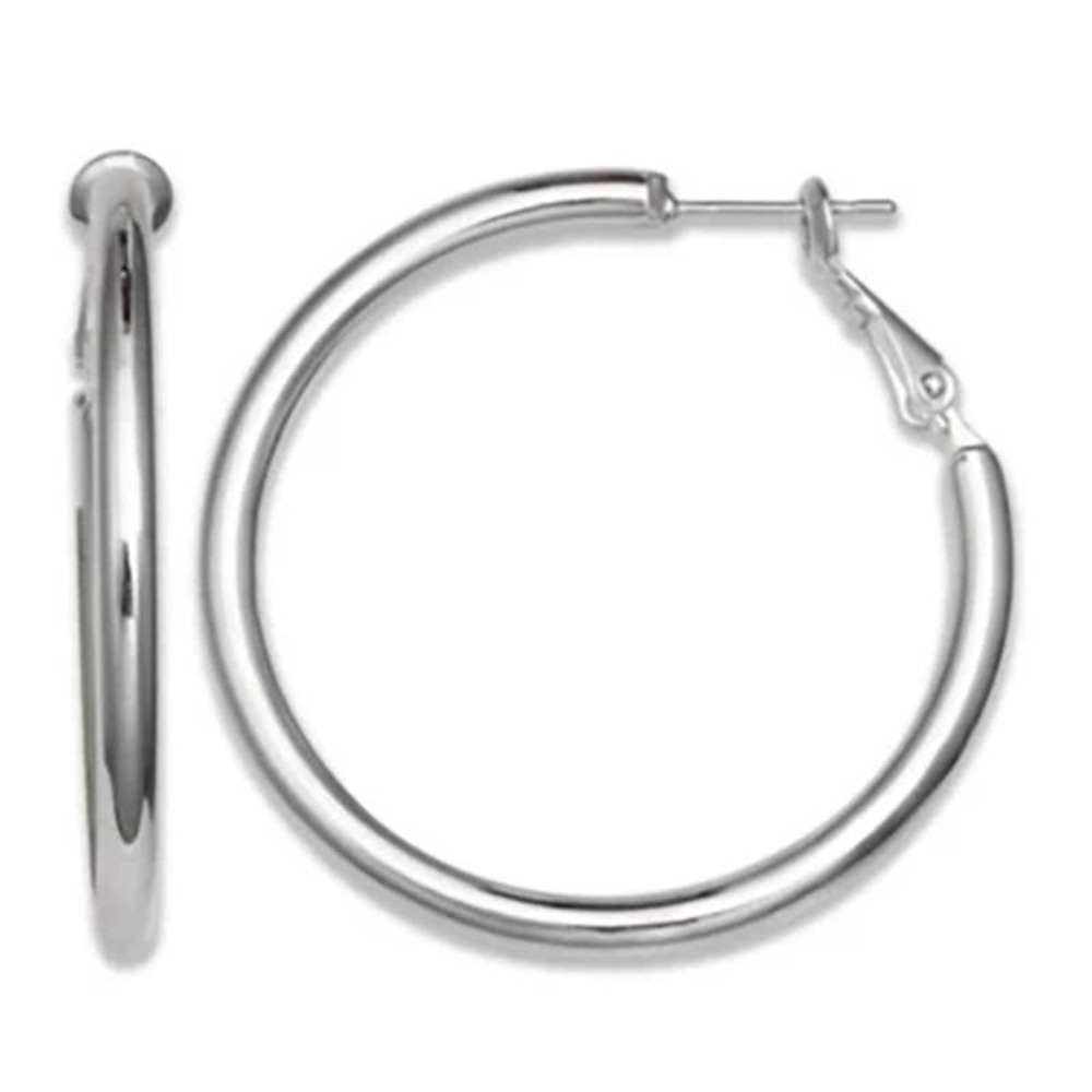 3/15 NWT Nine West Silver-Tone Modern Metals Large Hoop Earrings